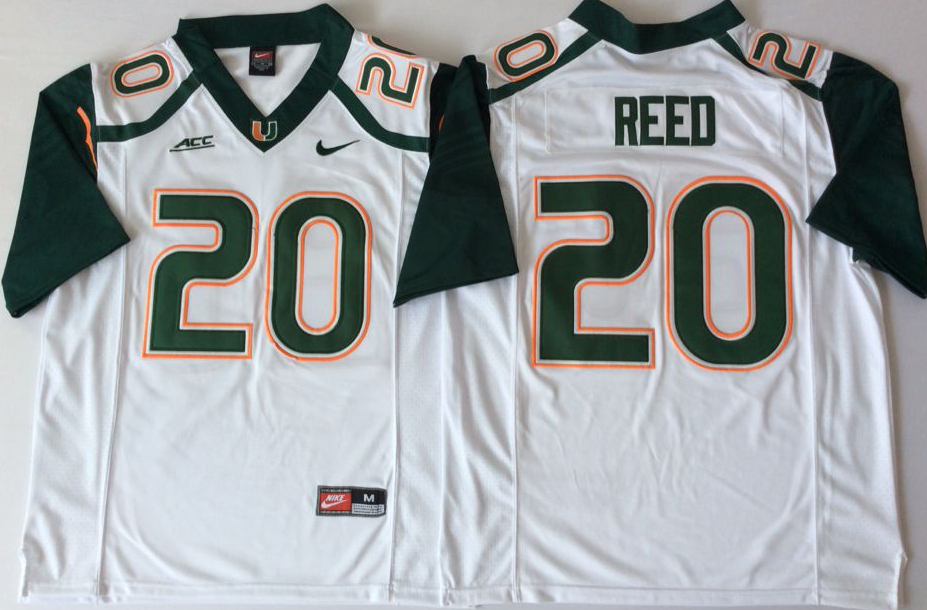 NCAA Men 2018 Miami Hurricanes White #20 REED->ncaa teams->NCAA Jersey